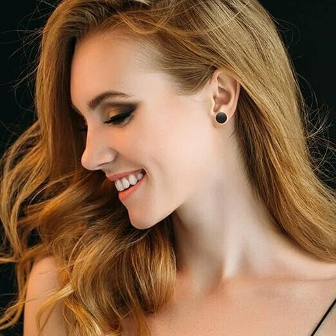 6Pairs 316L Surgical Steel Black Flat Round 3/4/5/6/7/8mm Men Women Stud Earring